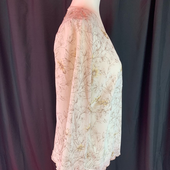 Nine & Co. cream and brown floral blouse size XL - Picture 4 of 6